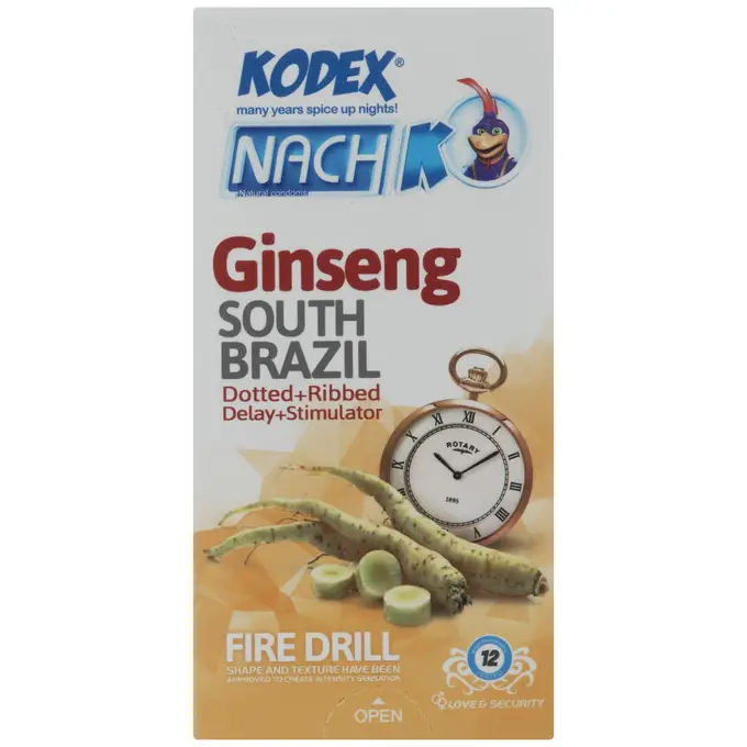 کاندوم ناچ کدکس تاخیری مدل جینسینگ Ginseng بسته 12 عددی
